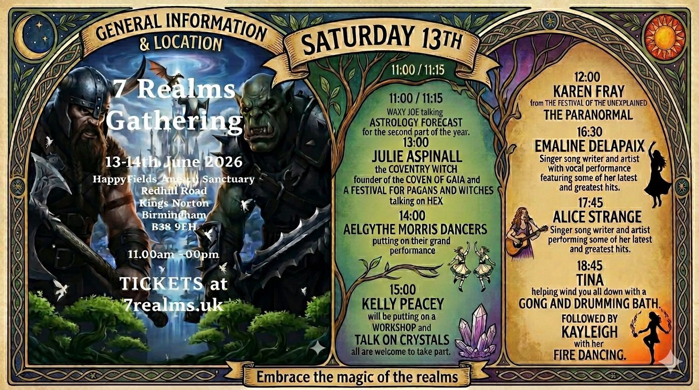 Saturdays events timetable